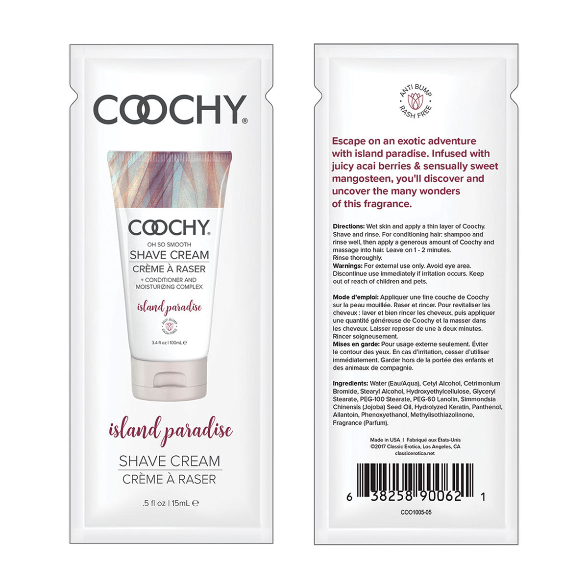 Coochy Shave Cream 15ml. 24pc. Display - Island Paradise