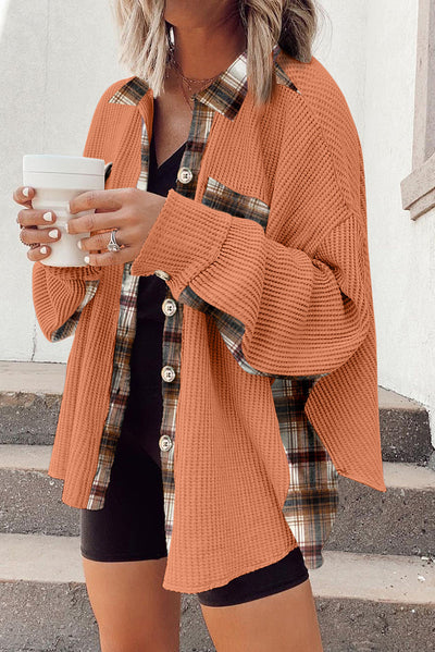 Plaid Button Down Collared Jacket