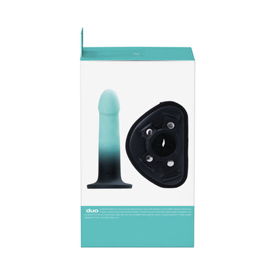VeDO Duo Silicone Dildo with Harness Turquoise/Black