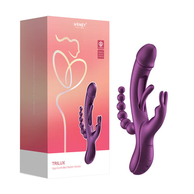 Honey Play Box Trilux Kinky Finger Rabbit Vibrator with Anal Beads Purple
