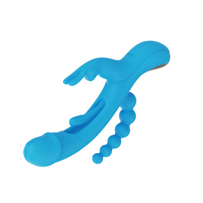 Honey Play Box Trilux Kinky Finger Rabbit Vibrator with Anal Beads Blue