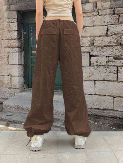 Drawstring Waist Pants with Pockets