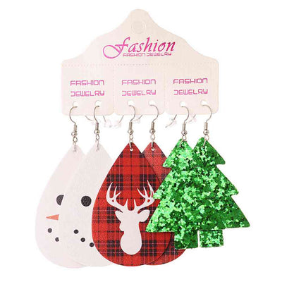 Christmas PU Earrings Set