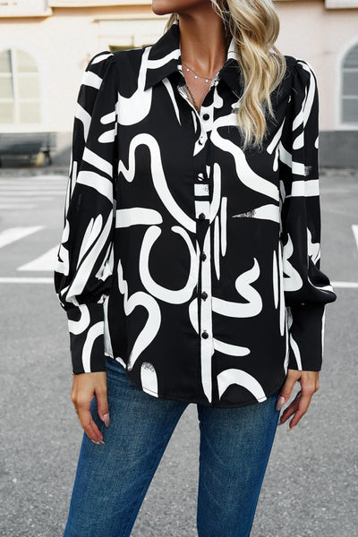 Printed Lantern Sleeve Shirt