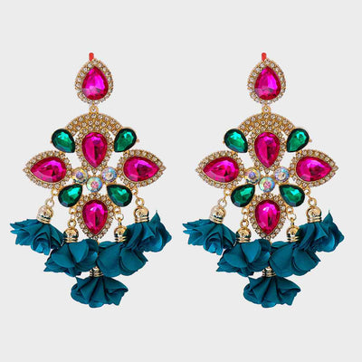 Flower Shape Rhinestone Alloy Dangle Earrings