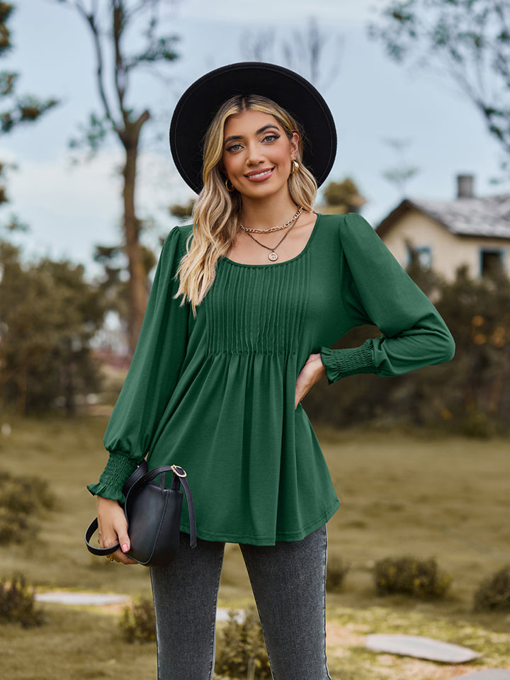 Puff Sleeve Pleated Blouse