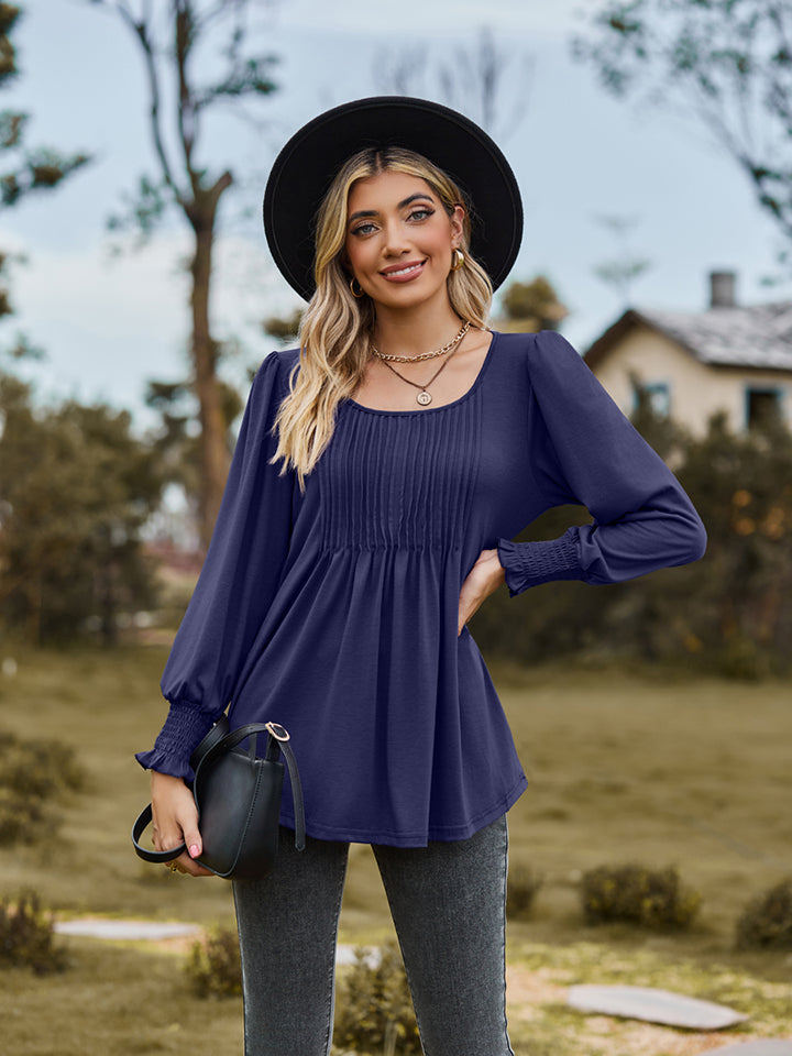 Puff Sleeve Pleated Blouse