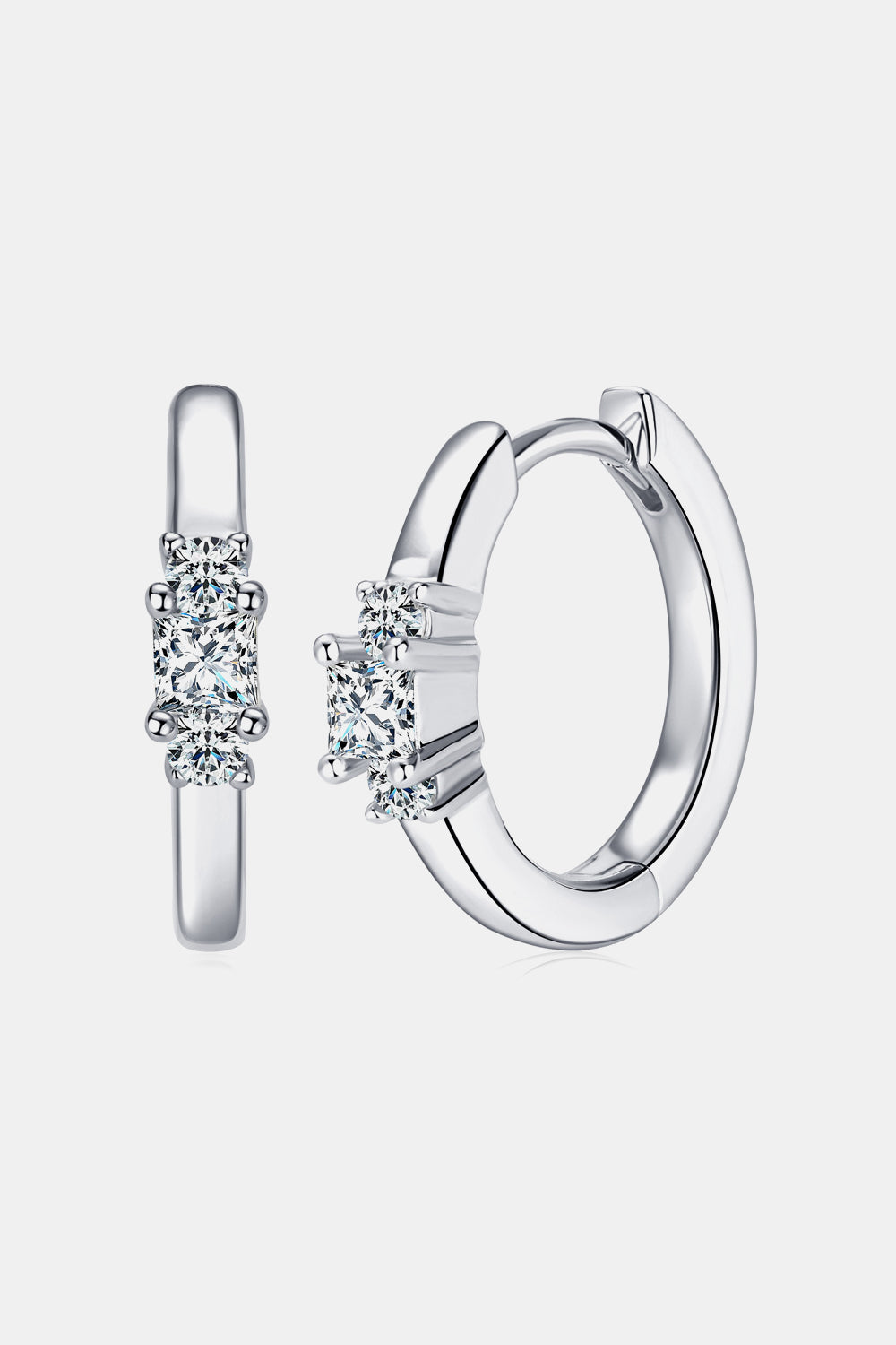 Moissanite 925 Sterling Silver Huggie Earrings