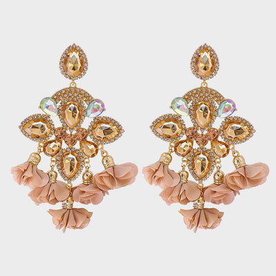 Flower Shape Rhinestone Alloy Dangle Earrings