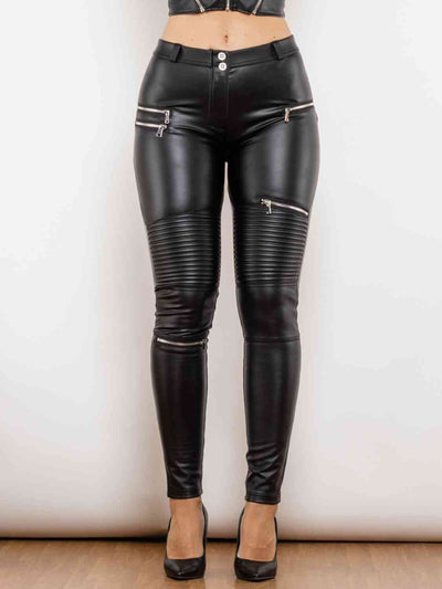 PU Zip Detail Skinny Pants