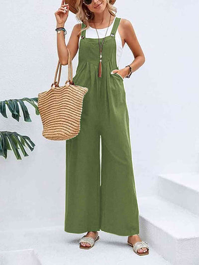 Full Size Wide Leg Overalls with Pockets