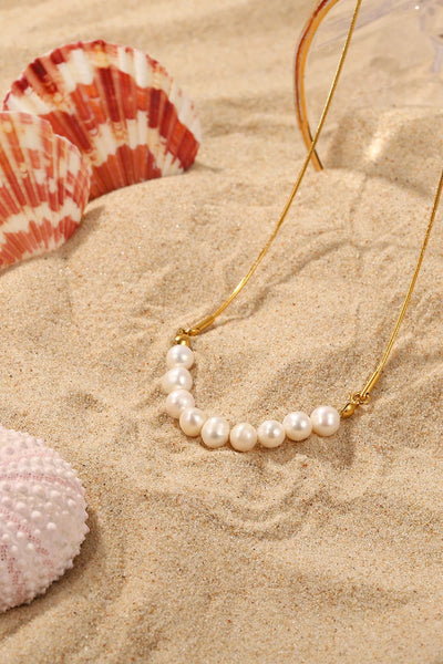 18K Gold-Pleated Freshwater Pearl Necklace