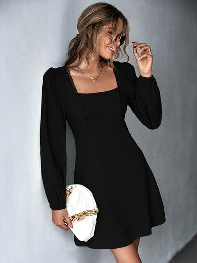 Square Neck Puff Sleeve Mini Dress