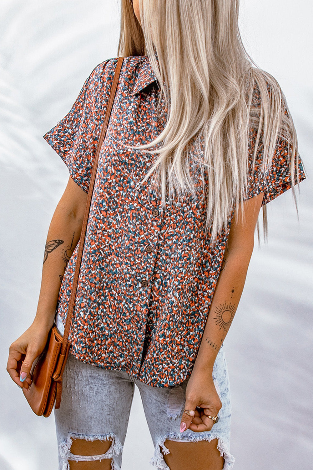 Ditsy Floral Button-Up Short Sleeve Shirt