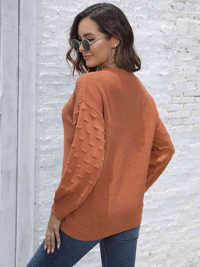 Round Neck Dropped Shoulder Sweater