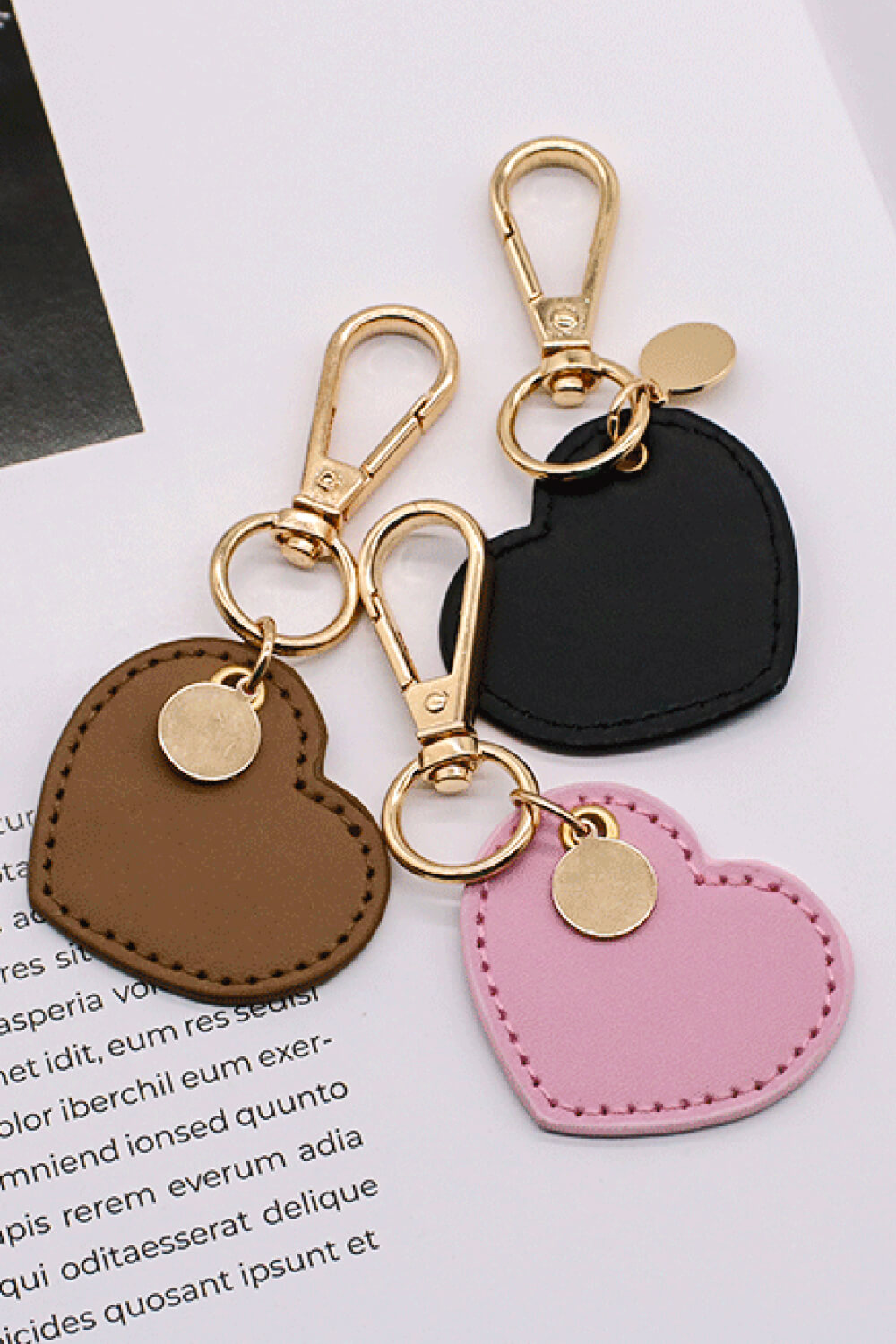 Assorted 4-Pack Heart Shape PU Leather Keychain