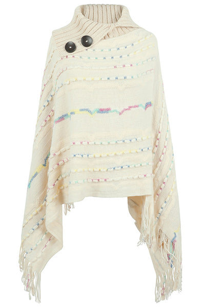 Cloak Sleeve Fringe Detail Poncho