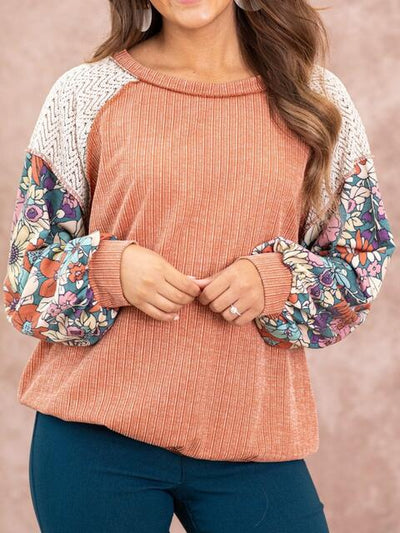 Exposed Seam Round Neck Blouse