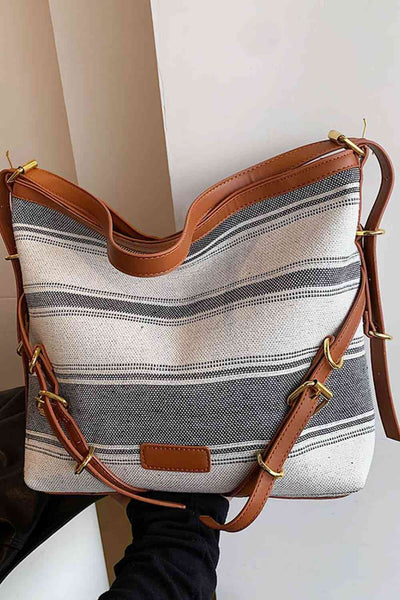 Striped Large Canvas Bag