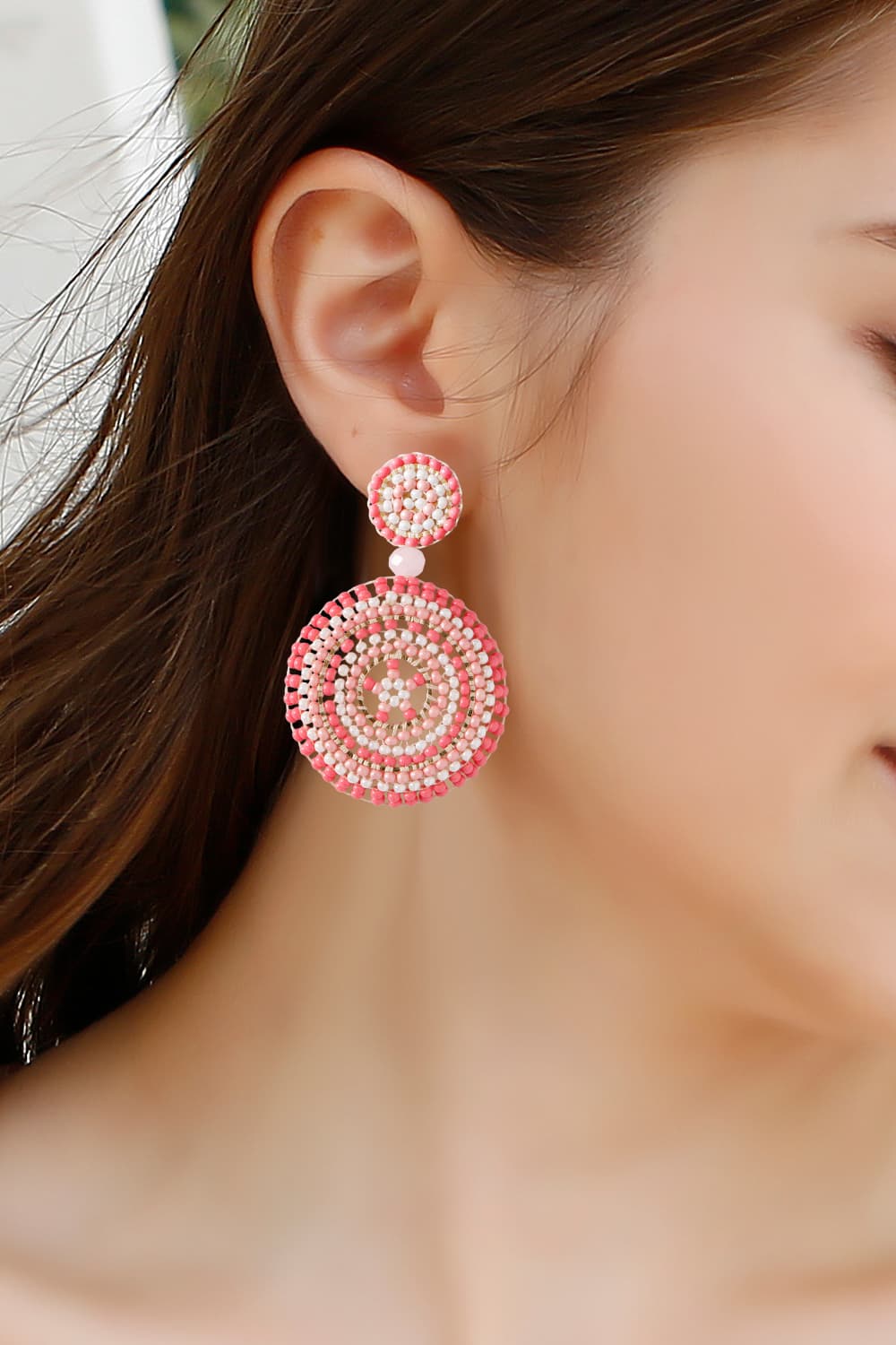 Beaded Boho Style Round Shape Dangle Earrings