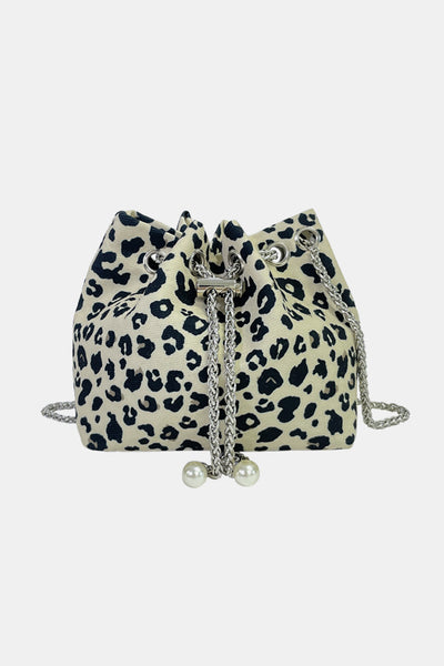 Animal Print Nylon Bucket Bag