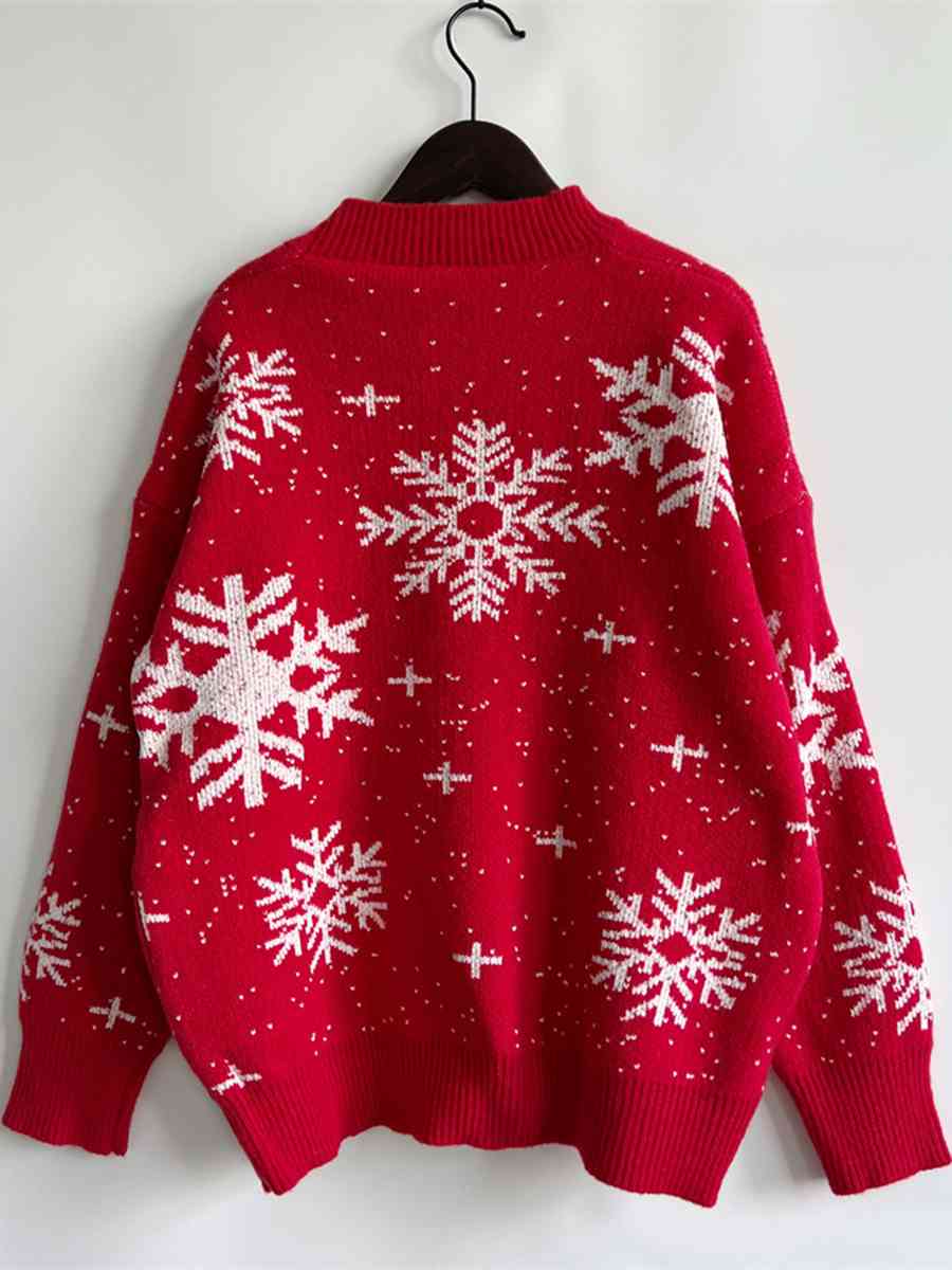 Snowflake Pattern Dropped Shoulder Sweater