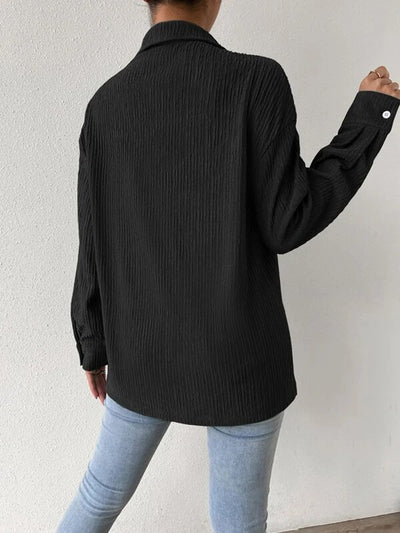 Textured Drop Shoulder Shirt Jacket