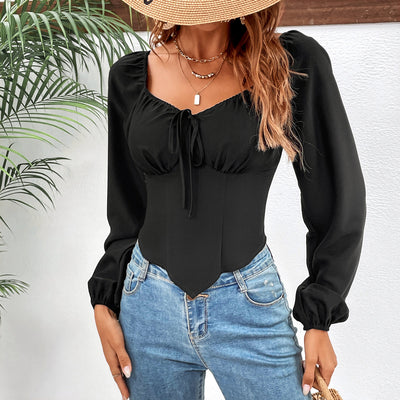 Raglan Sleeve Square Neck Blouse