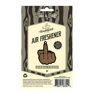 Wood Rocket Air Freshener Middle Finger Br