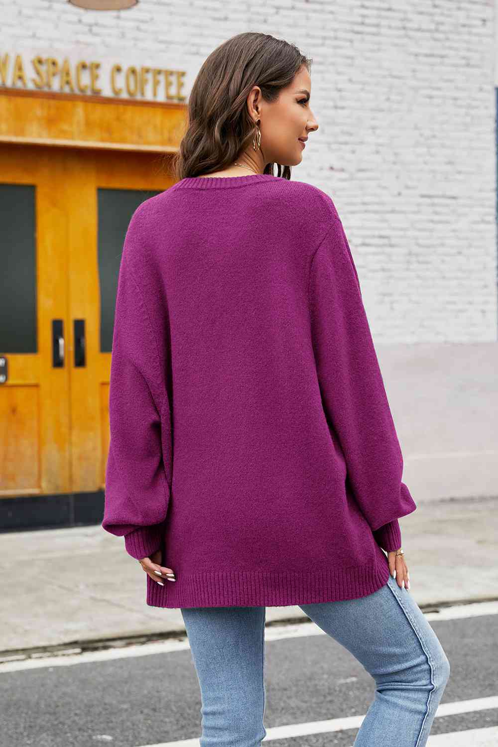 Round Neck  Long Sleeve Sweater