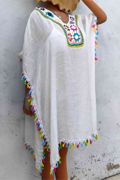 Tassel Detail Embroidery Dress