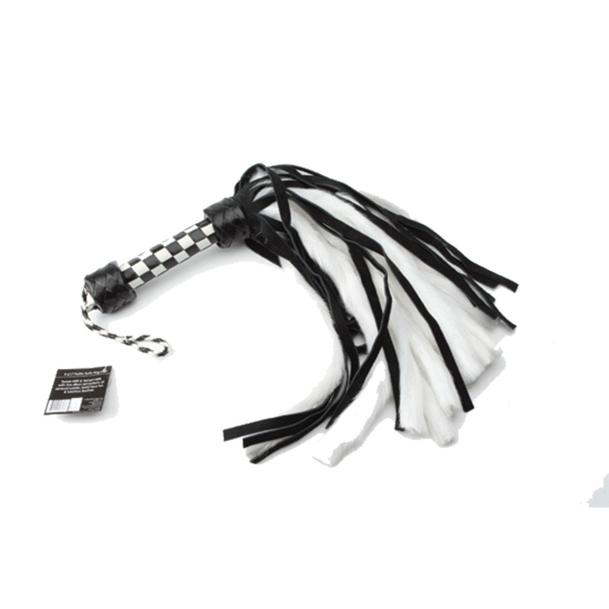 Suede and Fluff MINI Flogger - 18" - White/Black