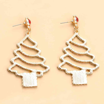 Rhinestone Alloy Christmas Tree Earrings