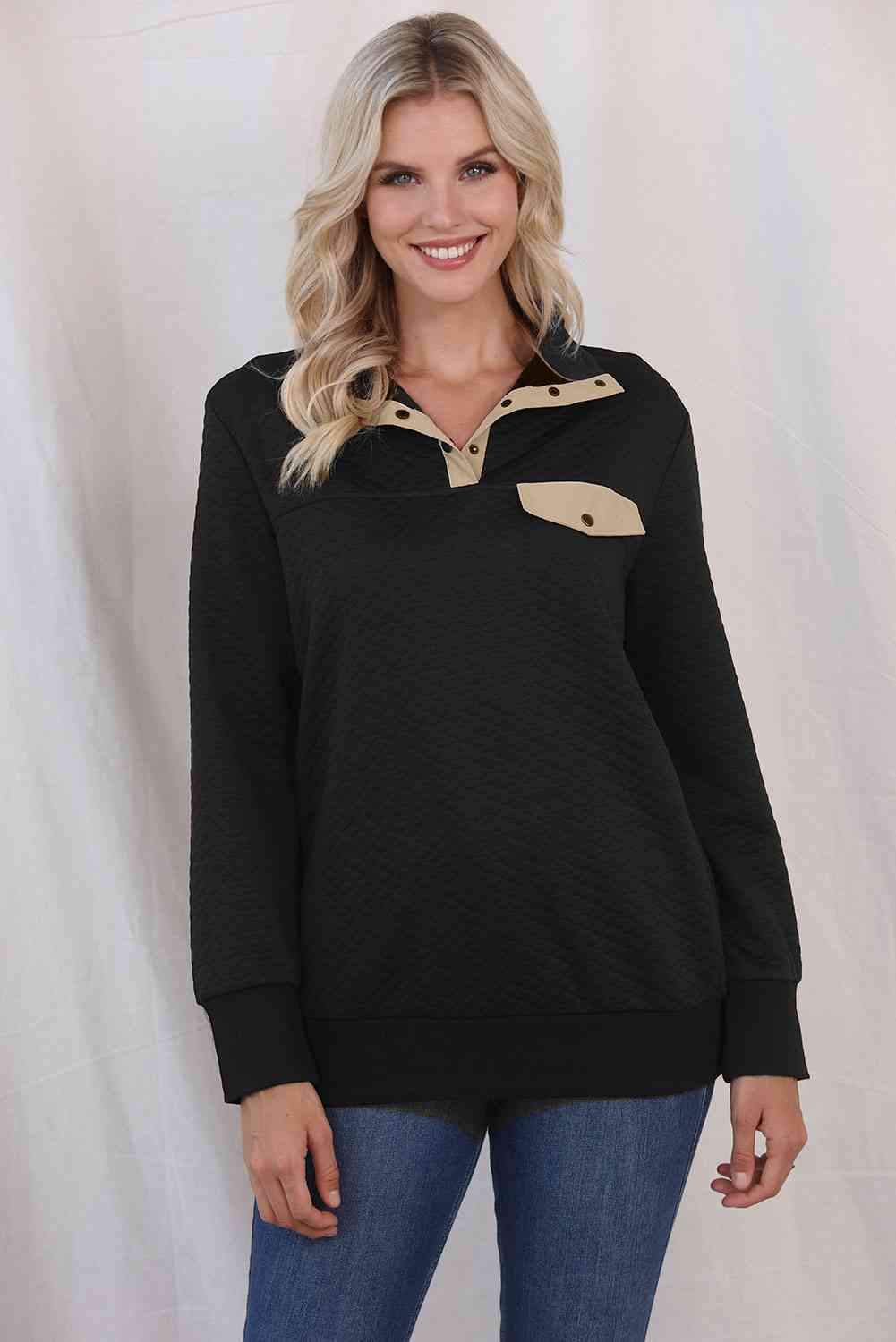 Collared Neck Long Sleeve Top