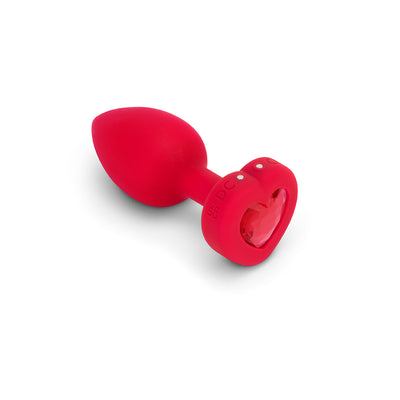 B-Vibe Vibrating Heart Plug Medium/Large - Scarlet Ruby