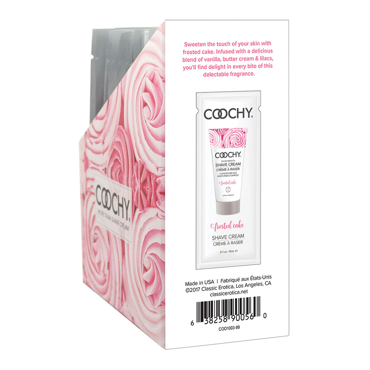 Coochy Shave Cream 15ml. 24pc. Display - Frosted Cake
