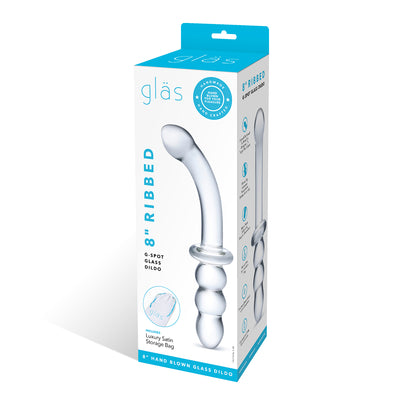 GLAS Ribbed G-Spot Glass Dil 8"