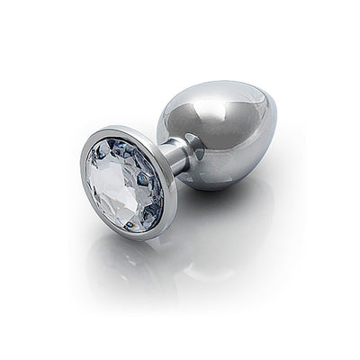 Shots Ouch! Round Gem Butt Plug Large - Silver/Diamond