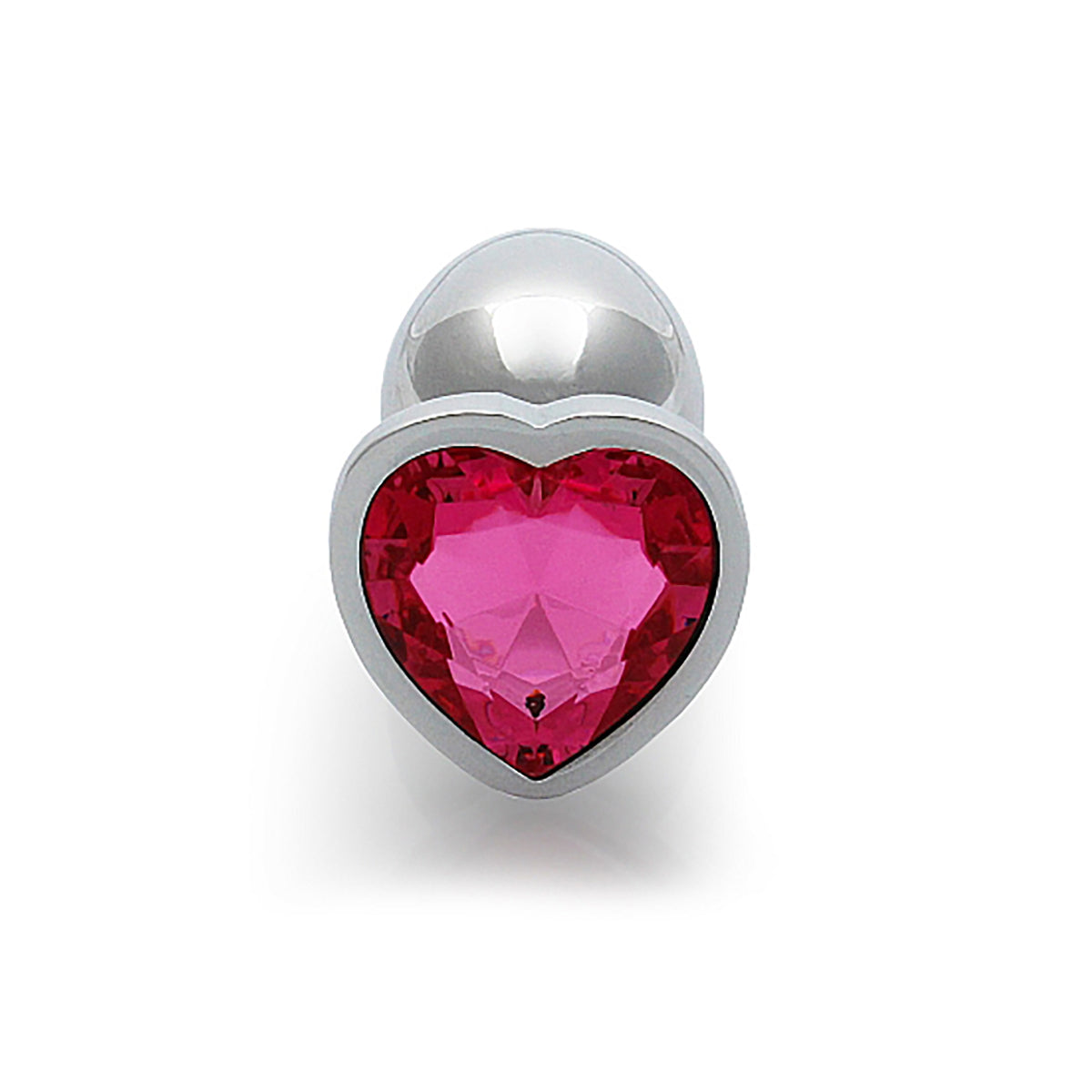 Shots Ouch! Heart Gem Butt Plug Small - Silver/Rubellite Pink