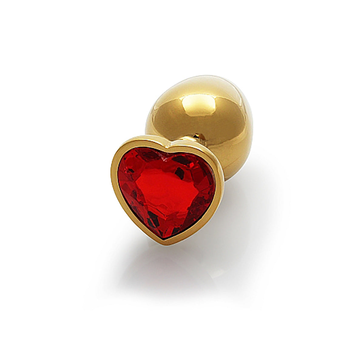 Shots Ouch! Heart Gem Butt Plug Medium - Gold/Ruby Red