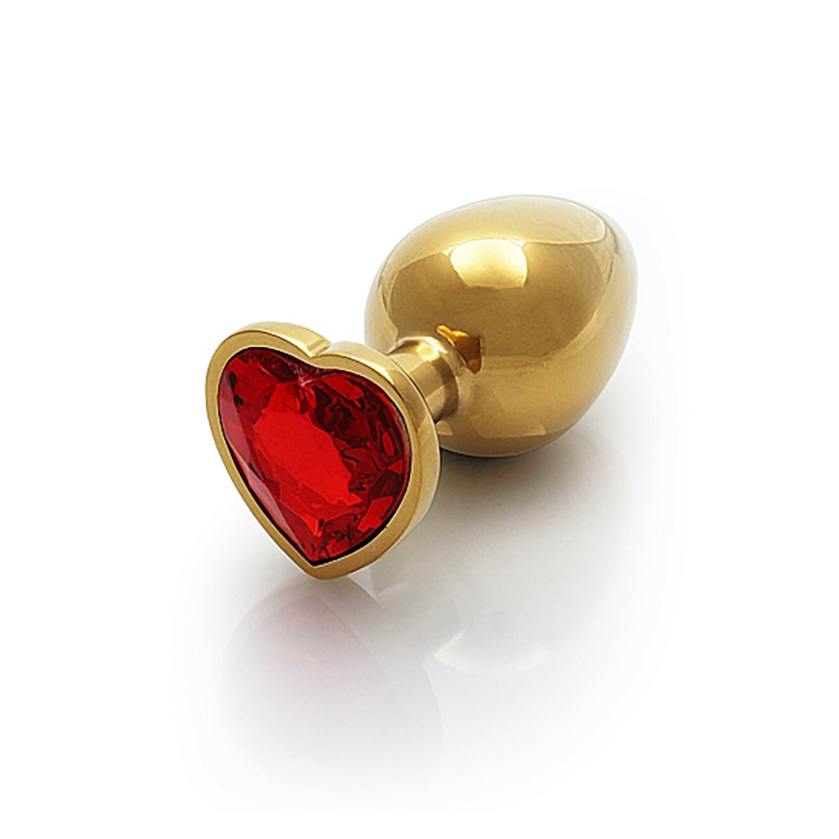 Shots Ouch! Heart Gem Butt Plug Medium - Gold/Ruby Red