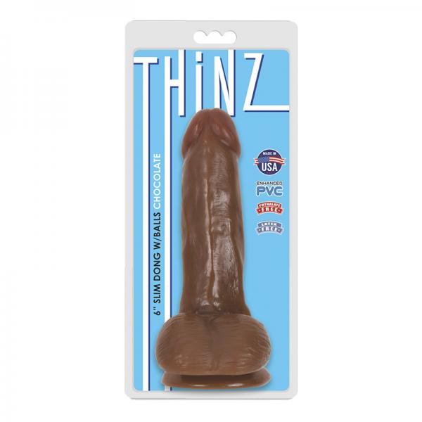 Thinz Slim Dong 6in W/ Balls Chocolate sextoyclub.com
