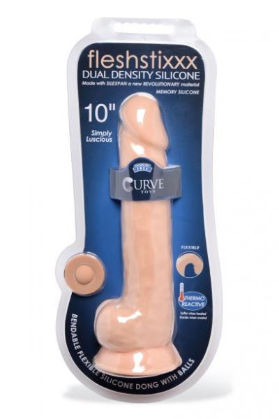 Fleshstixxx 10in Silicone Dildo W/ Balls Vanilla sextoyclub.com