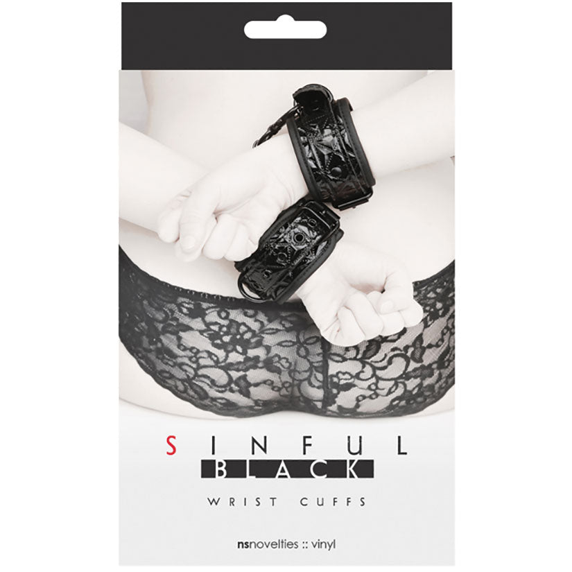 Sinful Wrist Cuffs - Black nsnovelties