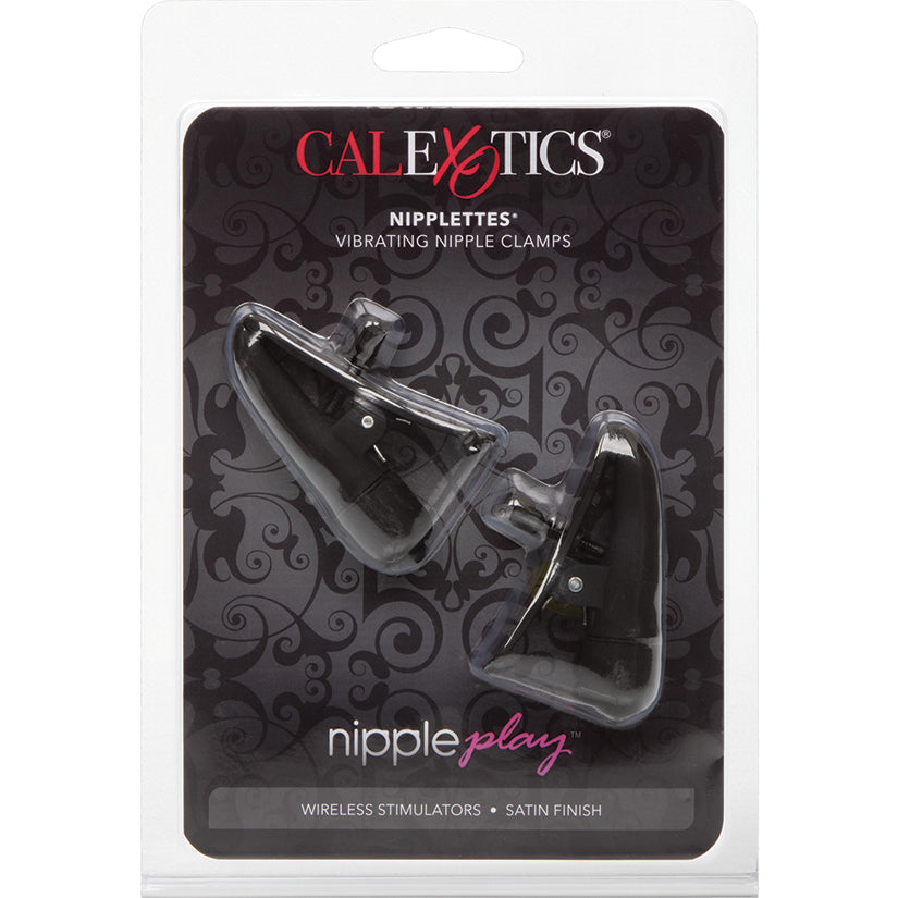 Nipple Play Nipplettes Vibrating Nipple Clamps - Black CalExotics