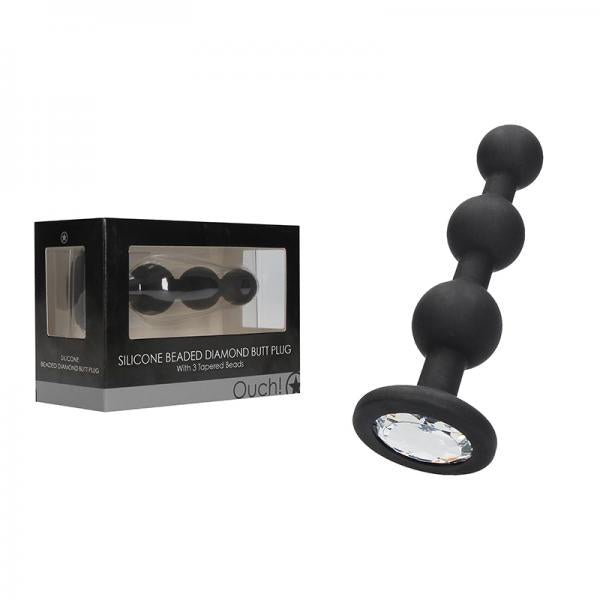 Silicone Beaded Diamond Butt Plug Black sextoyclub.com