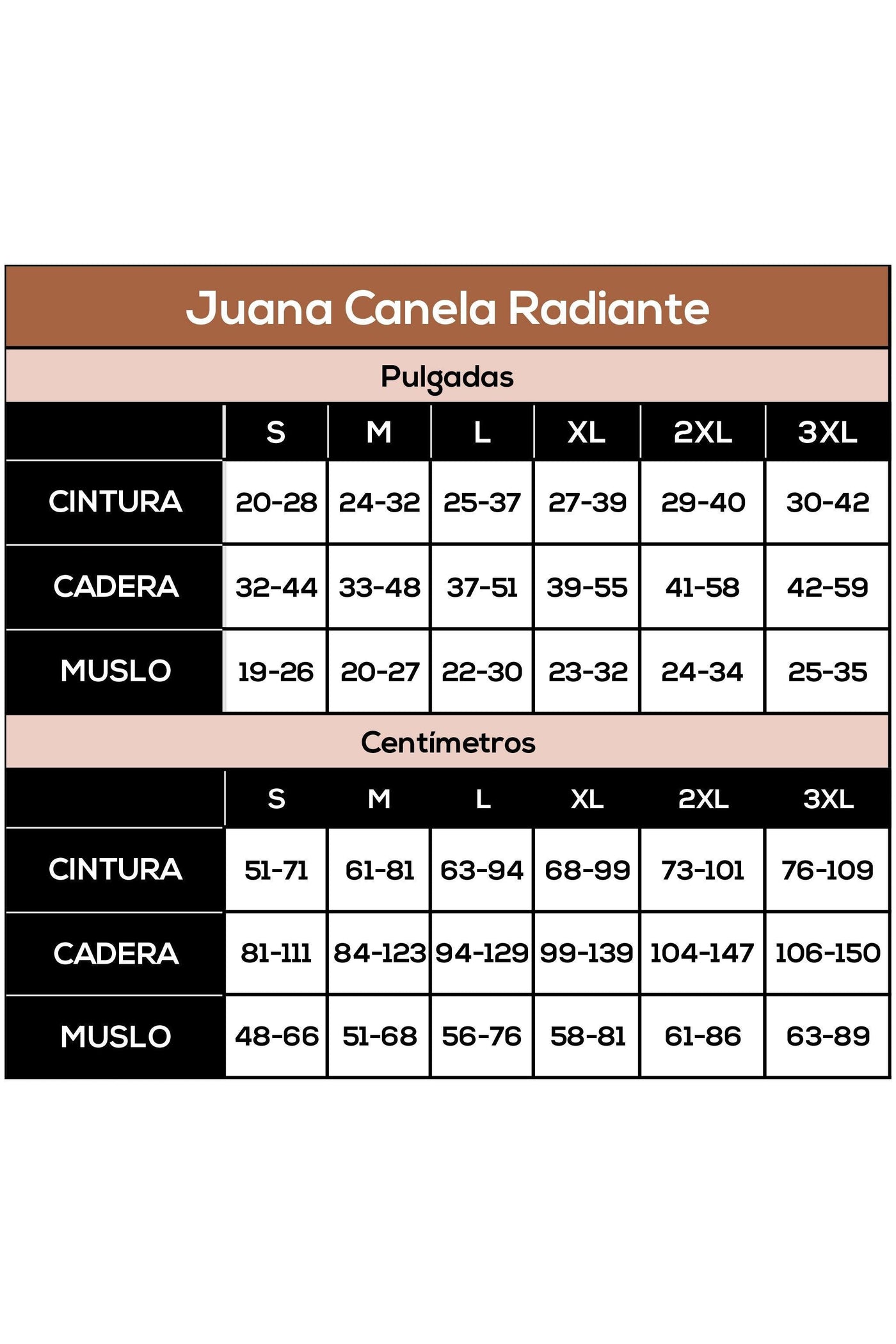 Juana Canela Radiante </br>Faja completa senos libres a media pierna con control de abdomen y realce de cadera Juana Canela