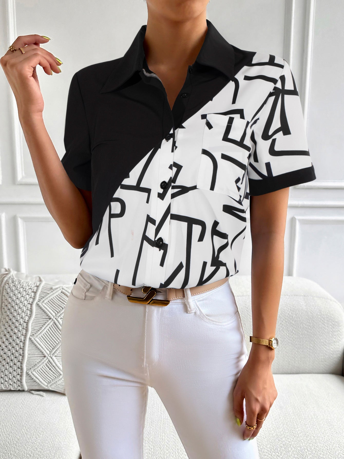 Contrast Short Sleeve Shirt