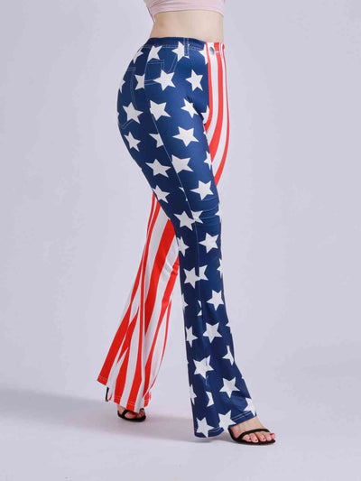 Star and Striped Flare Leg Pants