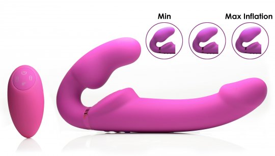 Worlds First Remote Control Inflatable Vibrating Silicone Ergo Fit Strapless Strap-On XR Brands